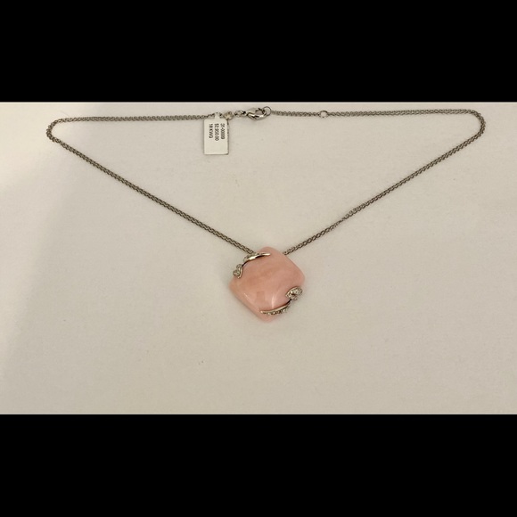 LucaCarati18KWGPinkOpalDiamondNecklaceDouble Chain - Picture 6 of 6